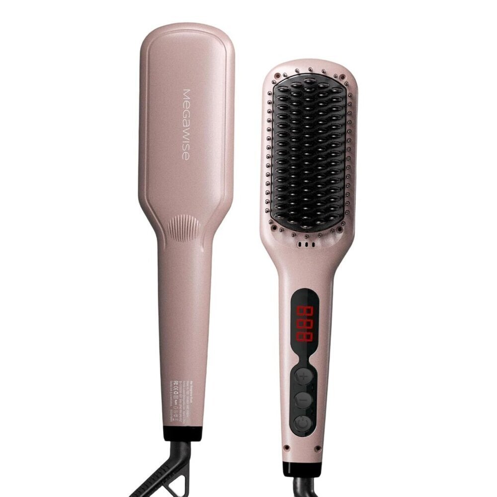 Hair Straightener Ceramic Brush Pink Dual Voltage Auto Shutoff Anti-Frizz